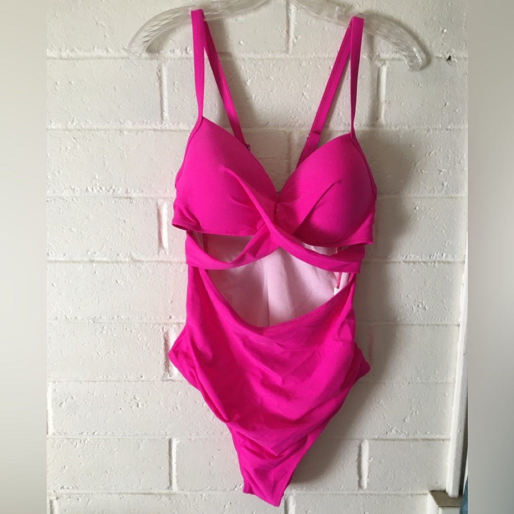 Women's Hot Pink One-Piece Cutout Swimwear